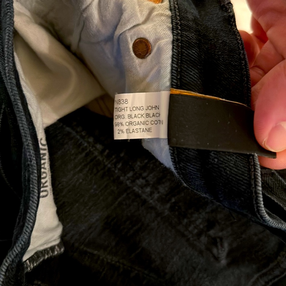 Nudie Jeans “Tight Long John” organic black skinny jeans. - Picture 6 of 7